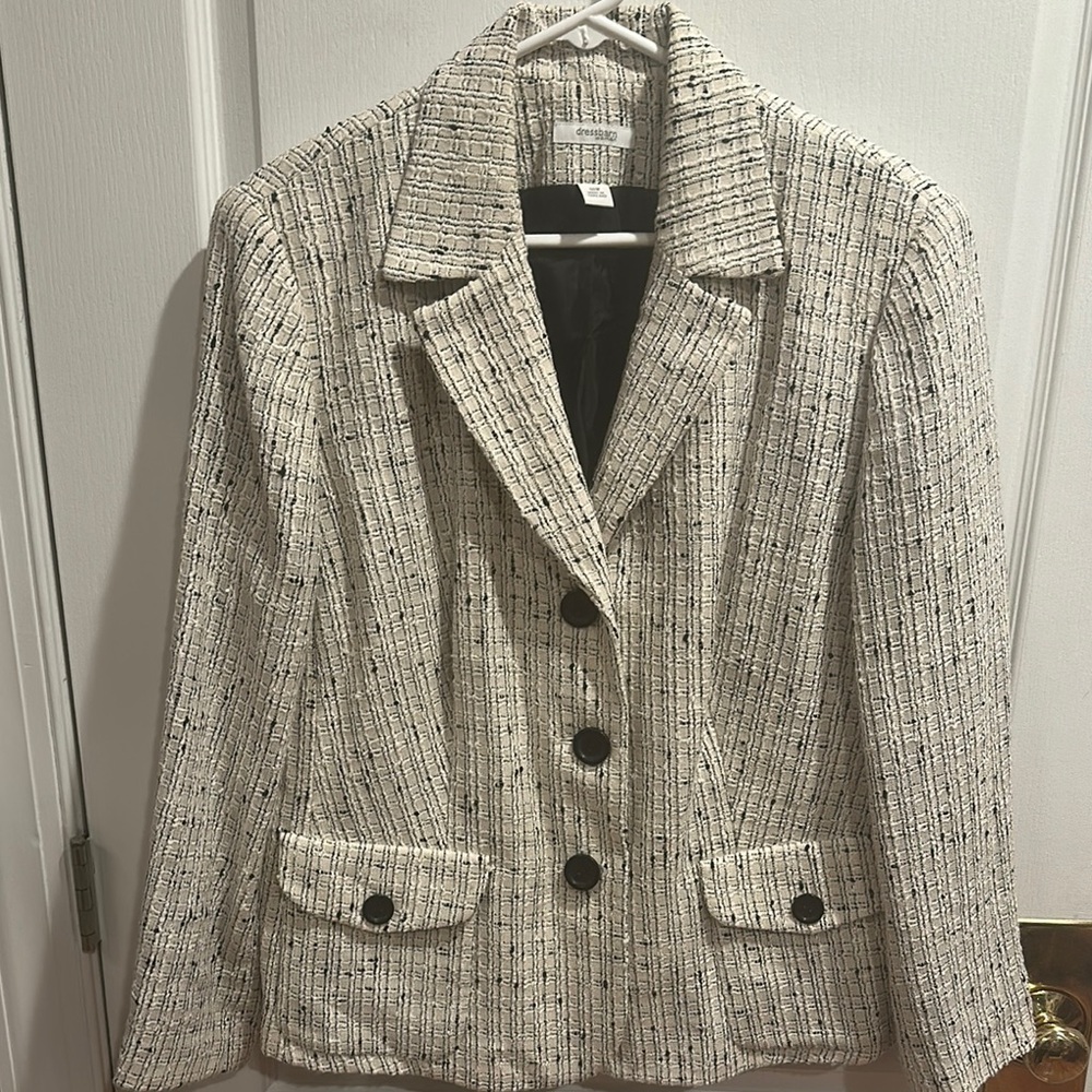 Dress Barn Black and Cream Tweed Blazer